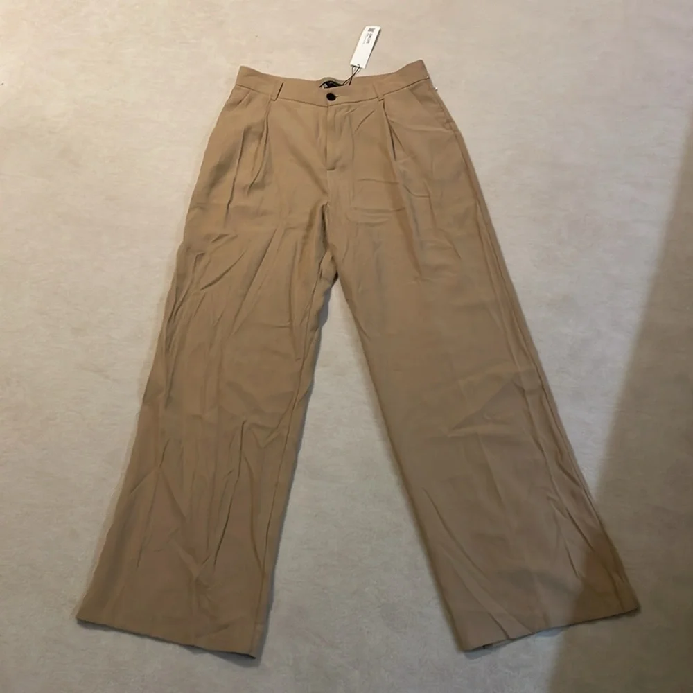 Zara beige wide leg trousers in size XL - Picture 6 of 12